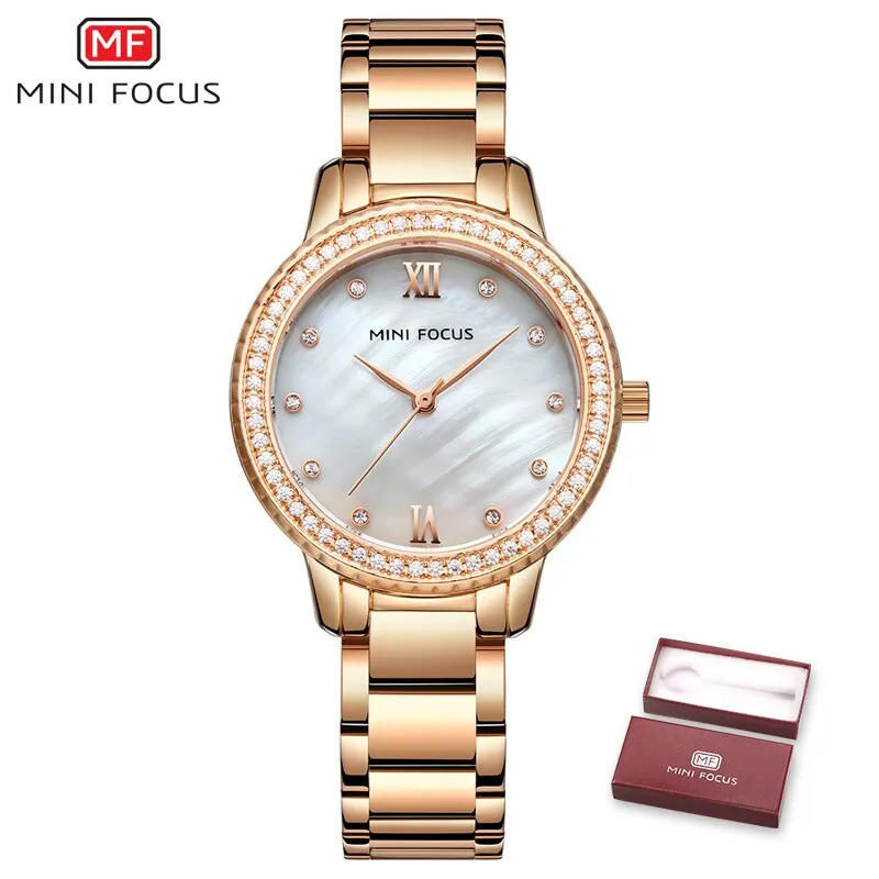 MINI FOCUS Luxury Fashion Women Watches Lady Watch Stainless Steel Dress Woman Watch Quartz WristWatches Valentine Gift