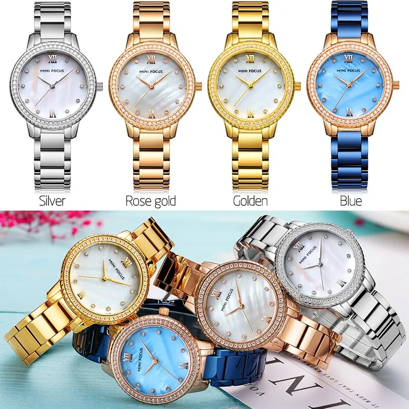 MINI FOCUS Luxury Fashion Women Watches Lady Watch Stainless Steel Dress Woman Watch Quartz WristWatches Valentine Gift