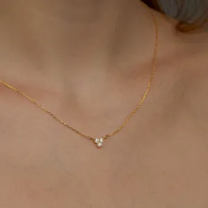 Minimalist Dainty CZ Diamond Necklace - 18K Gold Vermeil