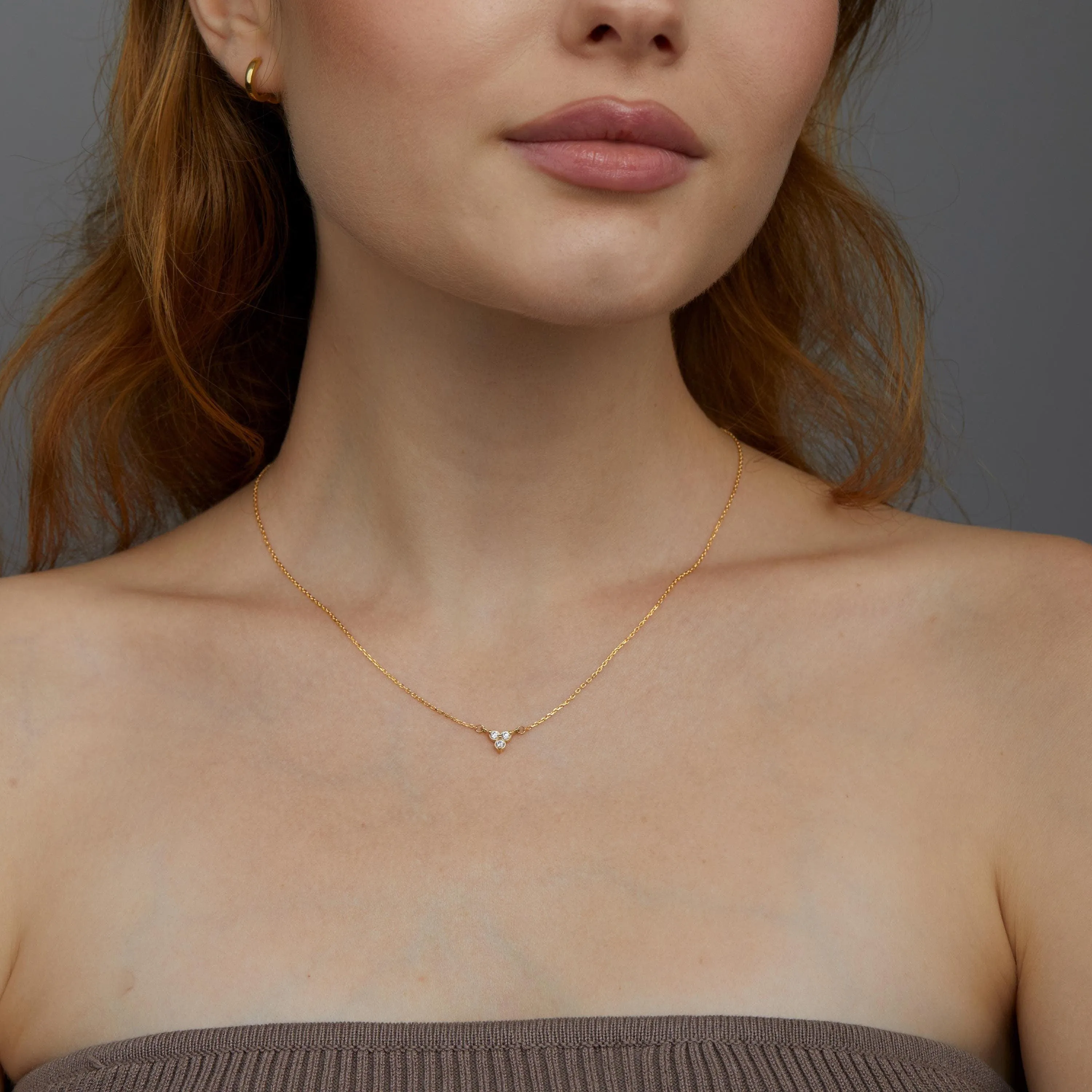 Minimalist Dainty CZ Diamond Necklace - 18K Gold Vermeil