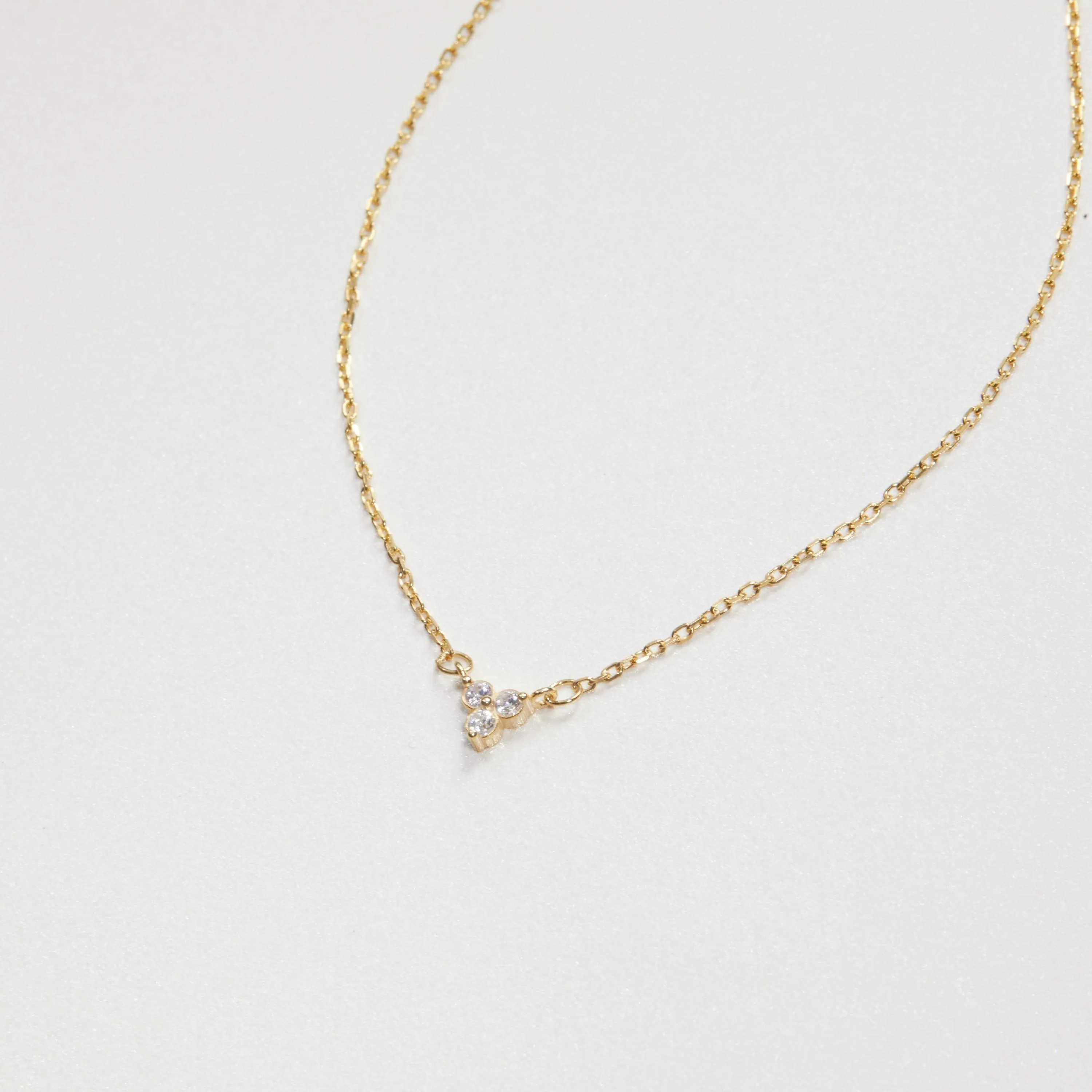 Minimalist Dainty CZ Diamond Necklace - 18K Gold Vermeil