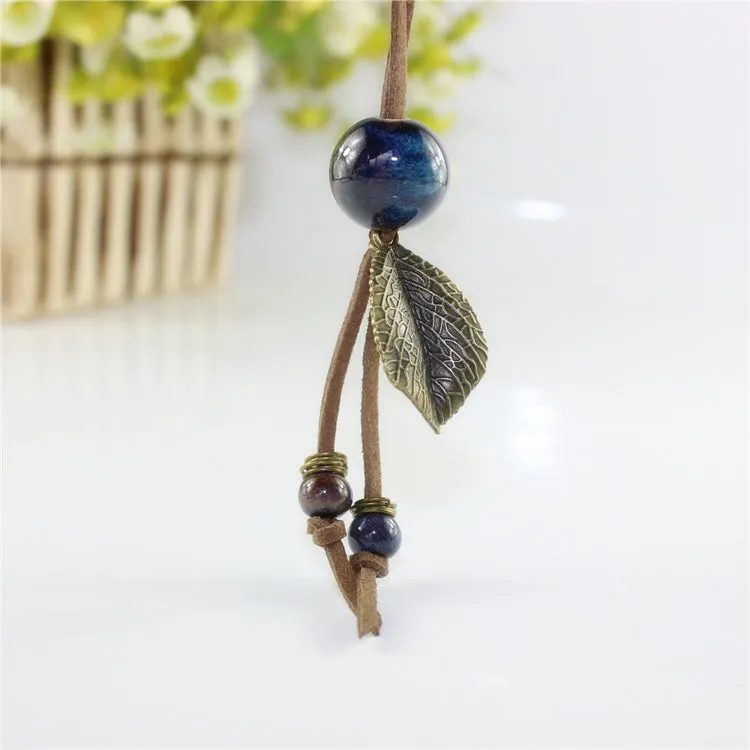 Miredo jewelry wholesale simple ceramic necklaces women's coin wood collar stone boho  necklace pendant free shipping 1457