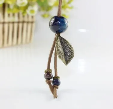 Miredo jewelry wholesale simple ceramic necklaces women's coin wood collar stone boho  necklace pendant free shipping 1457