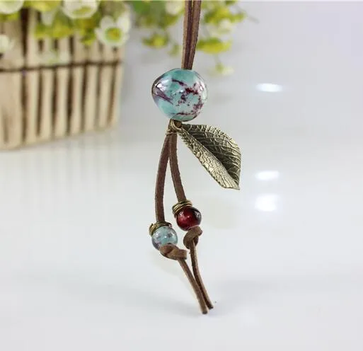 Miredo jewelry wholesale simple ceramic necklaces women's coin wood collar stone boho  necklace pendant free shipping 1457