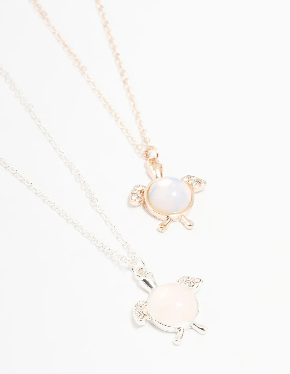 Mixed Metals Semi-Precious Turtle Necklaces 2-Pack