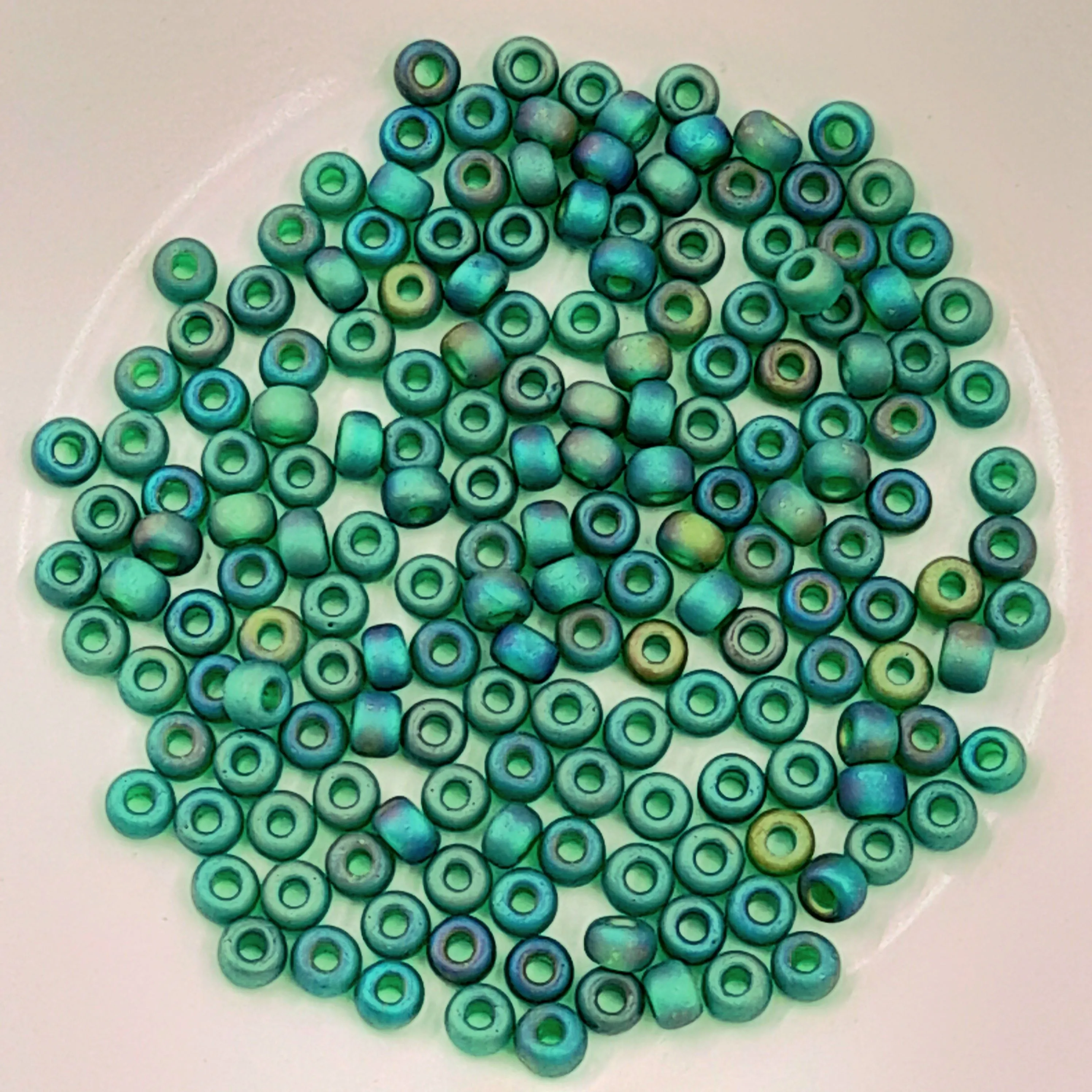 Miyuki Seed Beads Size 6 Matte Transparent Green AB 7.5gm Bag
