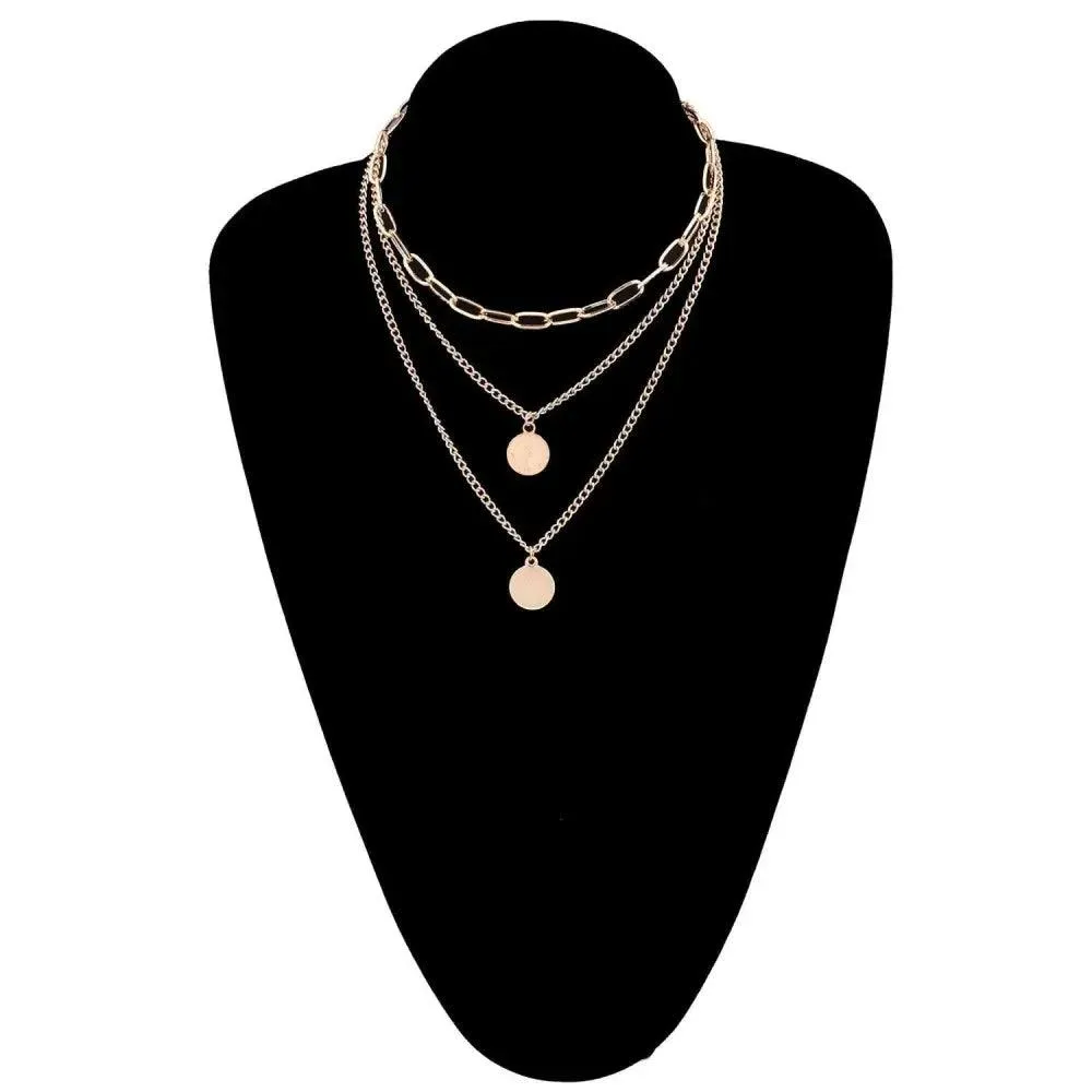 Modernd Luxury 2021 New Gold Coin Layered Chain Necklace For Women And Girls Stylish Pearl Moon Choker Collar butterfly Necklace