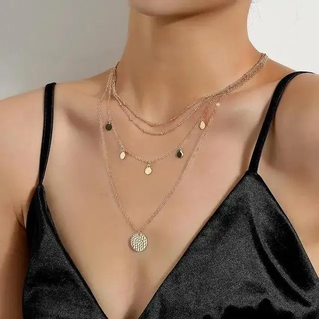 Modernd Luxury 2021 New Gold Coin Layered Chain Necklace For Women And Girls Stylish Pearl Moon Choker Collar butterfly Necklace
