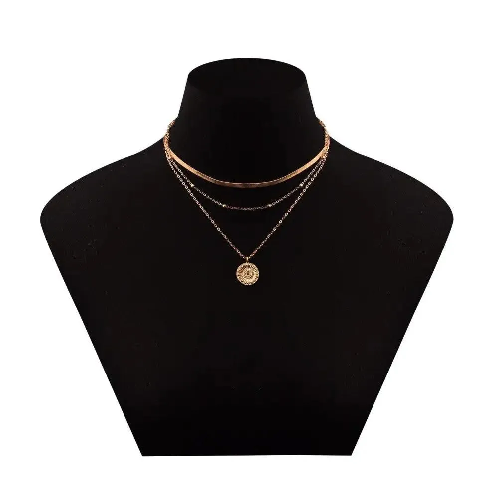 Modernd Luxury 2021 New Gold Coin Layered Chain Necklace For Women And Girls Stylish Pearl Moon Choker Collar butterfly Necklace