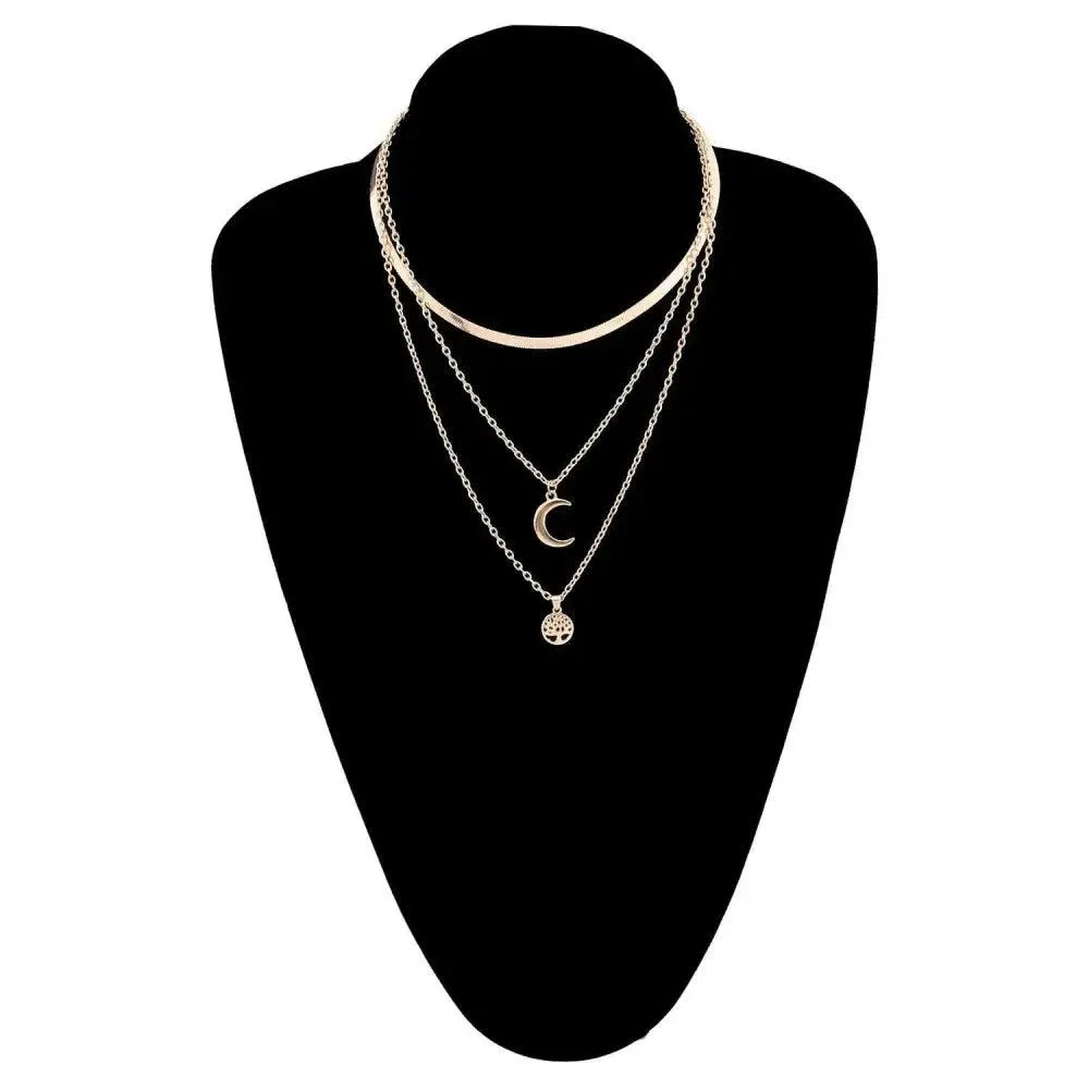 Modernd Luxury 2021 New Gold Coin Layered Chain Necklace For Women And Girls Stylish Pearl Moon Choker Collar butterfly Necklace