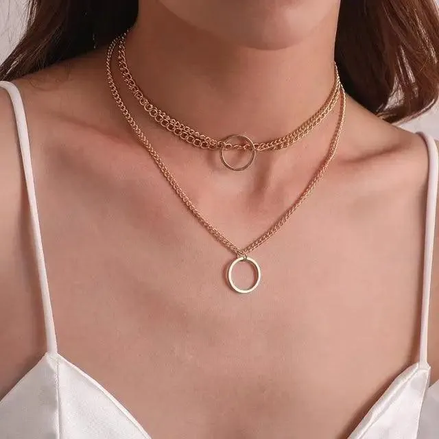 Modernd Luxury 2021 New Gold Coin Layered Chain Necklace For Women And Girls Stylish Pearl Moon Choker Collar butterfly Necklace
