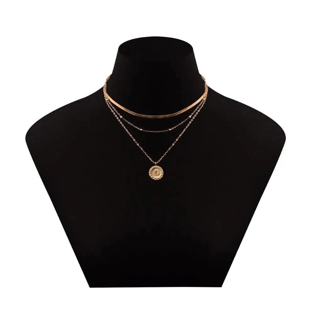 Modernd Luxury 2021 New Gold Coin Layered Chain Necklace For Women And Girls Stylish Pearl Moon Choker Collar butterfly Necklace