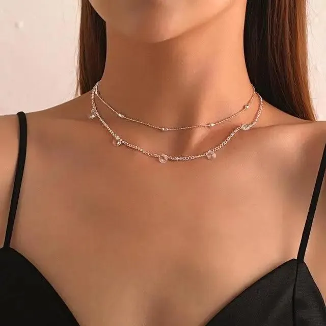 Modernd Luxury 2021 New Gold Coin Layered Chain Necklace For Women And Girls Stylish Pearl Moon Choker Collar butterfly Necklace