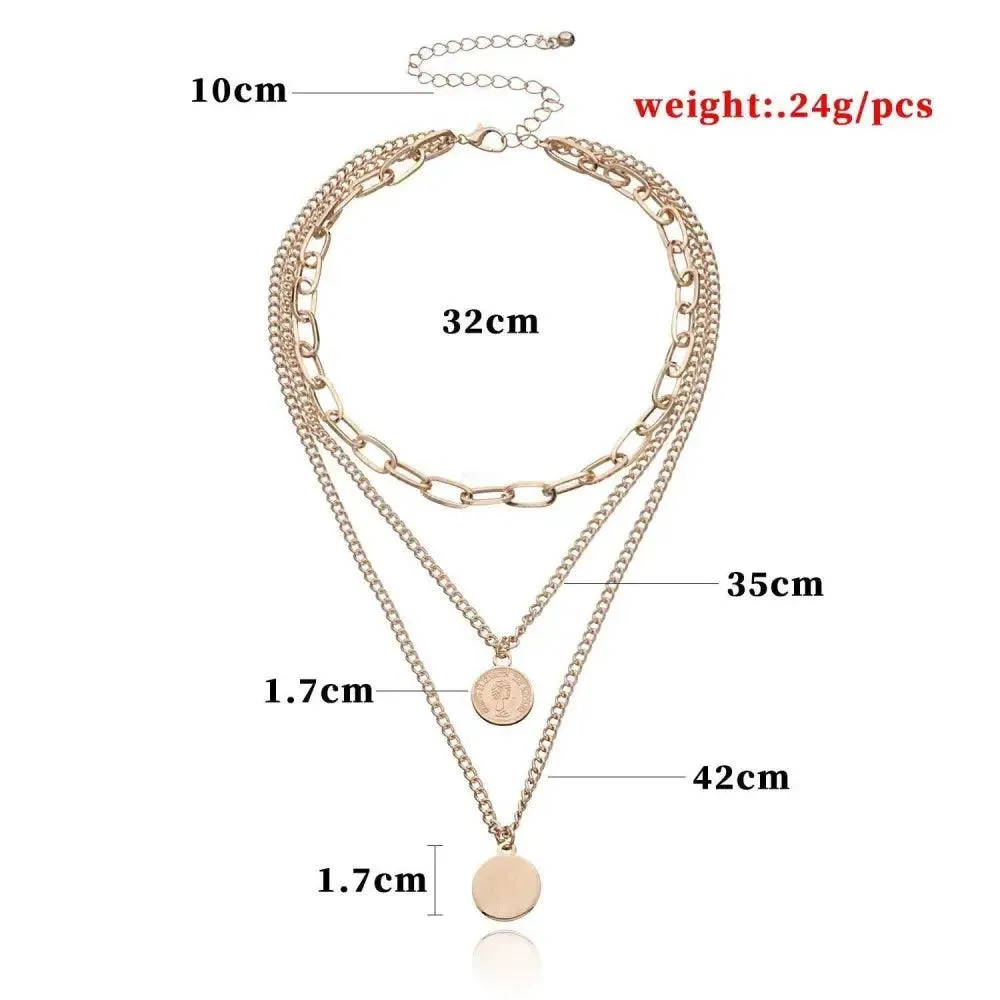 Modernd Luxury 2021 New Gold Coin Layered Chain Necklace For Women And Girls Stylish Pearl Moon Choker Collar butterfly Necklace