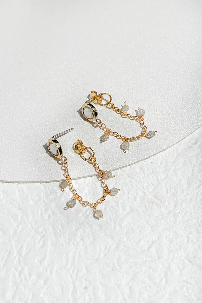 Mona Gemstone Chain Earrings