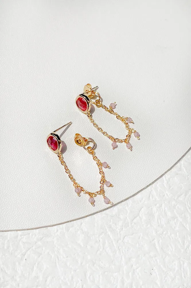 Mona Gemstone Chain Earrings