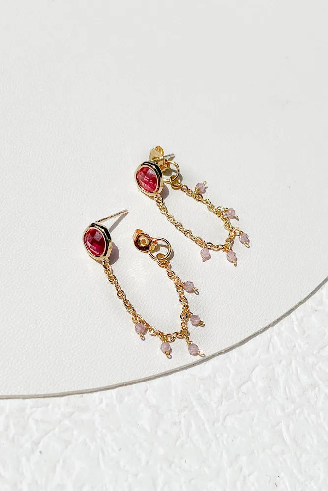 Mona Gemstone Chain Earrings