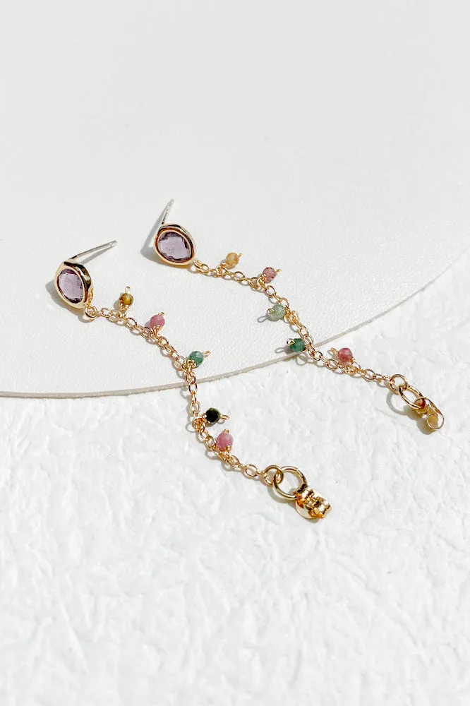 Mona Gemstone Chain Earrings