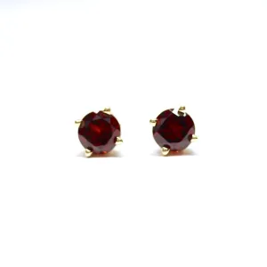 Mozambique Garnet Scroll Design Round 4-Prong Stud Earrings