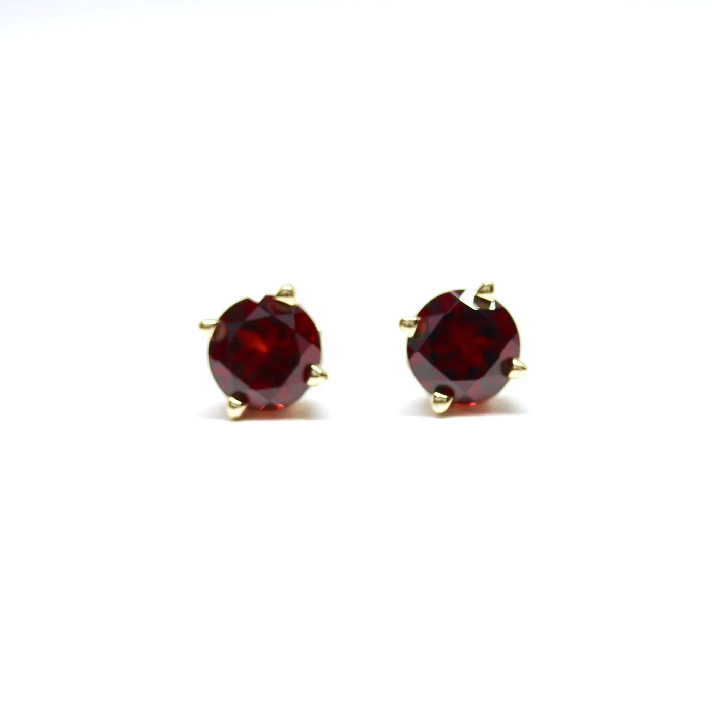 Mozambique Garnet Scroll Design Round 4-Prong Stud Earrings