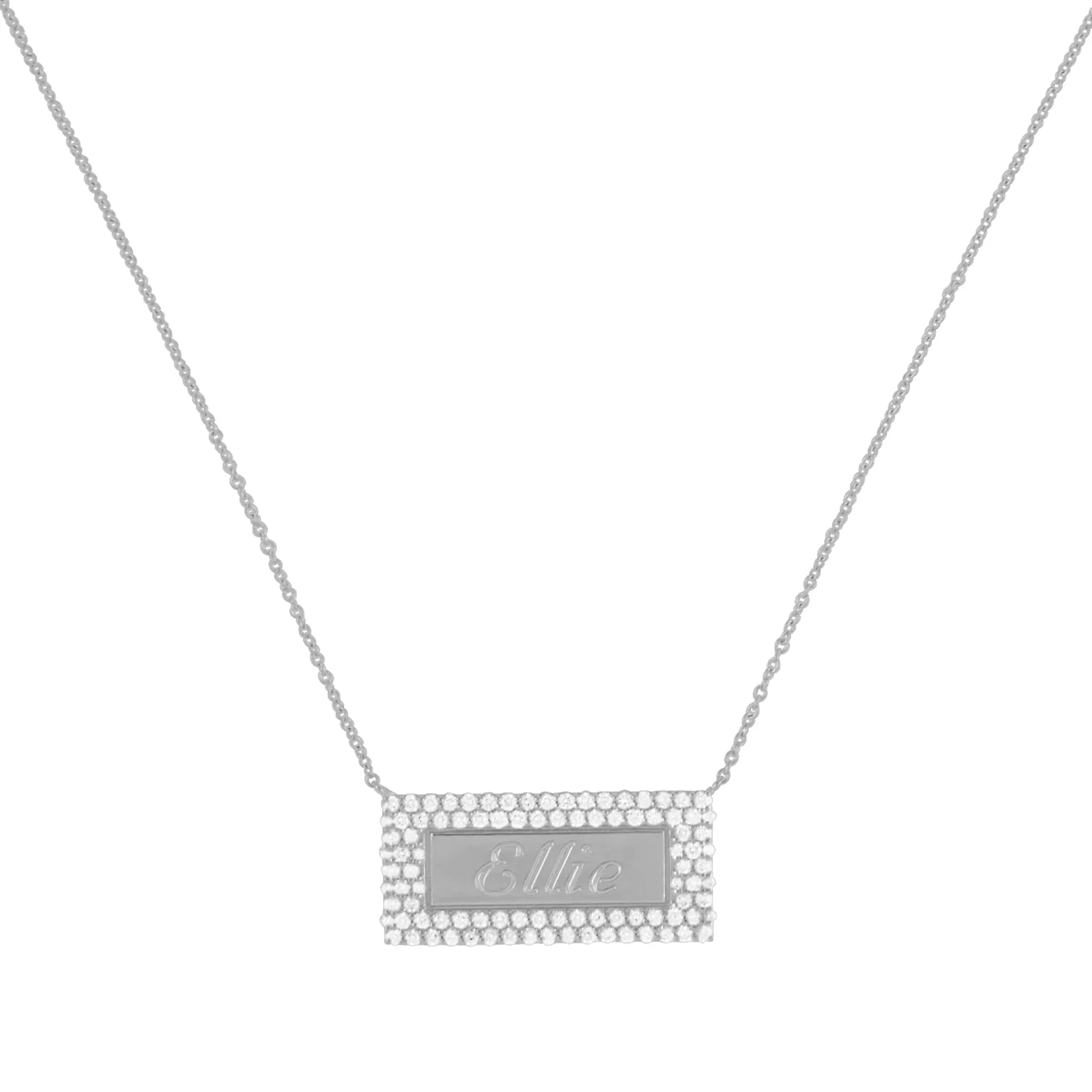 Multi- Row Diamond Name Plate Necklace