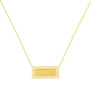 Multi- Row Diamond Name Plate Necklace
