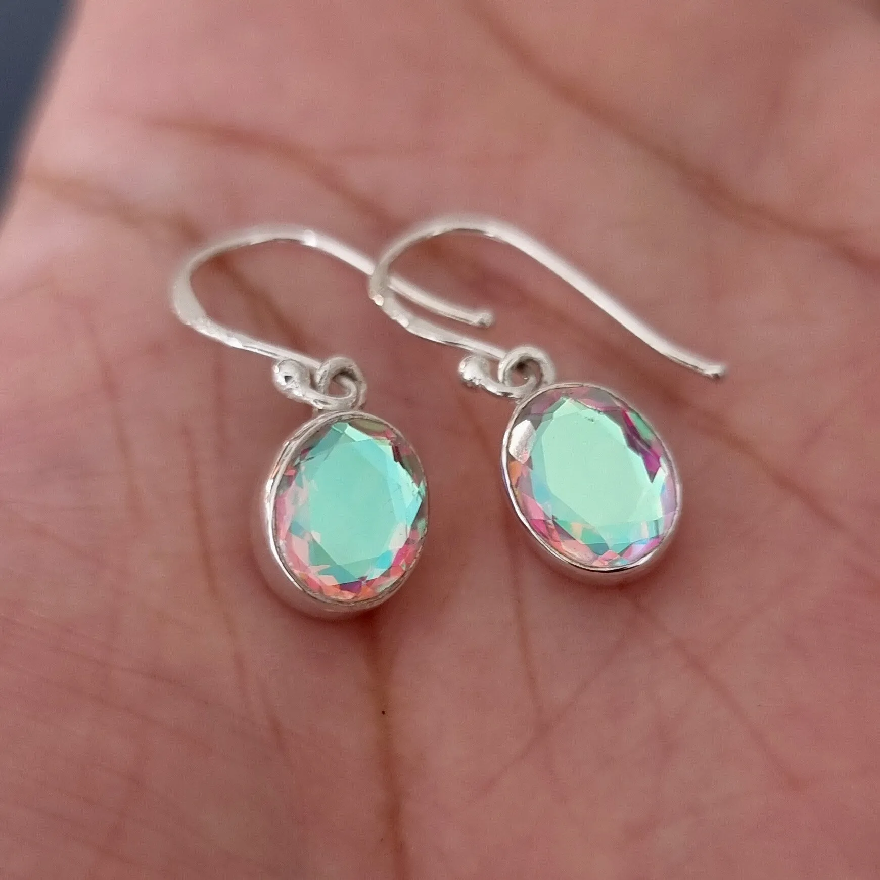Mystic Mercury Mist Topaz Sterling Silver Earrings, Oval 10mm x 8mm, FQZE1