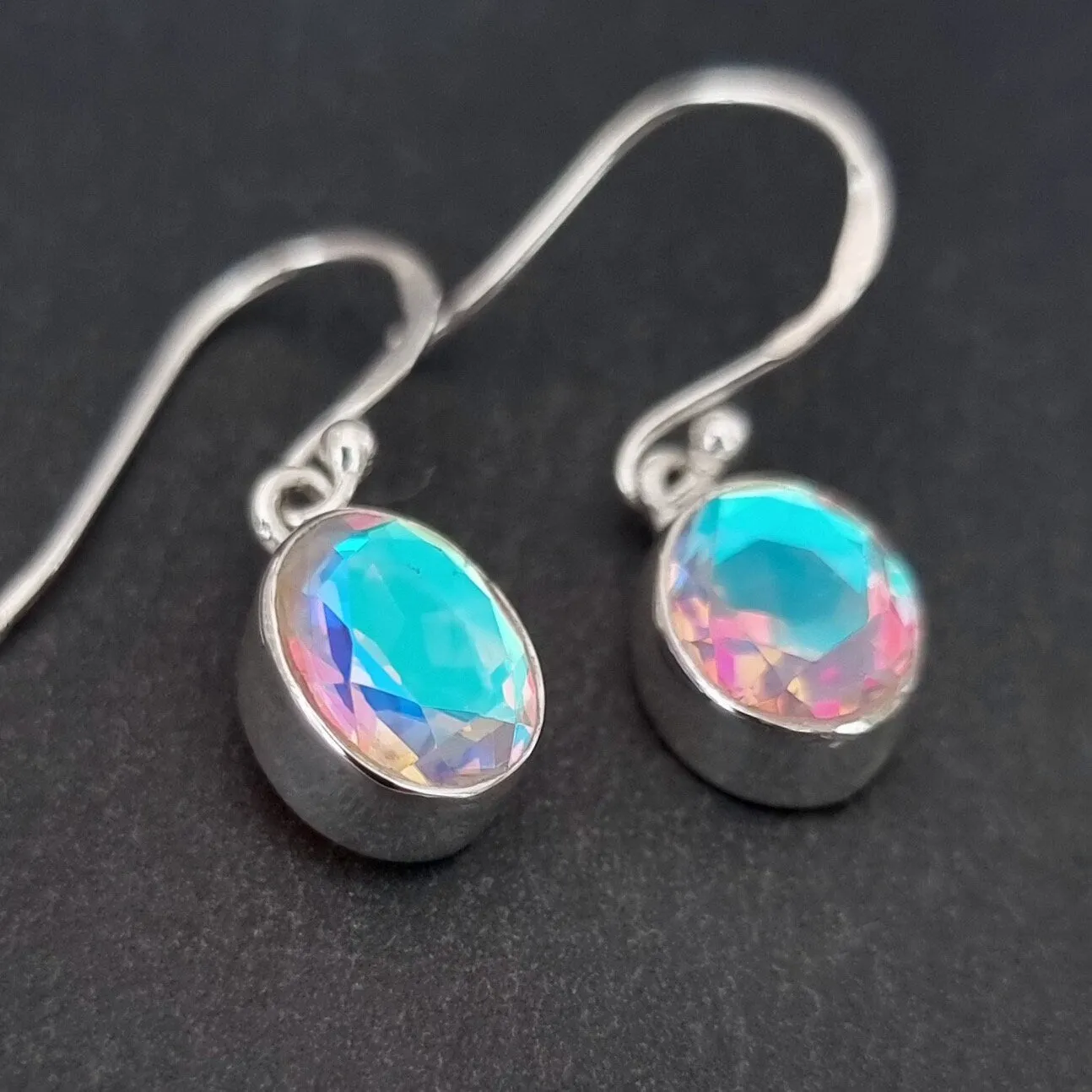 Mystic Mercury Mist Topaz Sterling Silver Earrings, Oval 10mm x 8mm, FQZE1