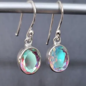 Mystic Mercury Mist Topaz Sterling Silver Earrings, Oval 10mm x 8mm, FQZE1
