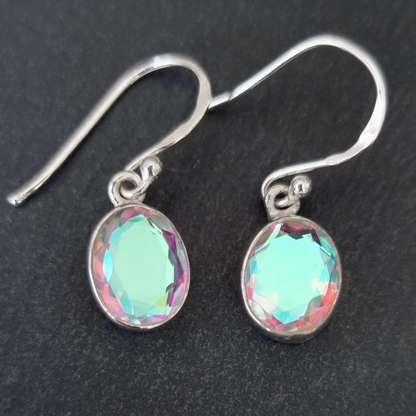Mystic Mercury Mist Topaz Sterling Silver Earrings, Oval 10mm x 8mm, FQZE1