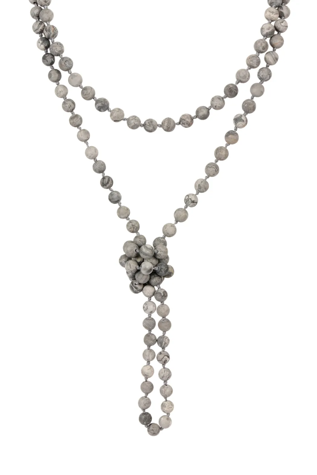 NATURAL STONE HAND KNOTTED LONG NECKLACE