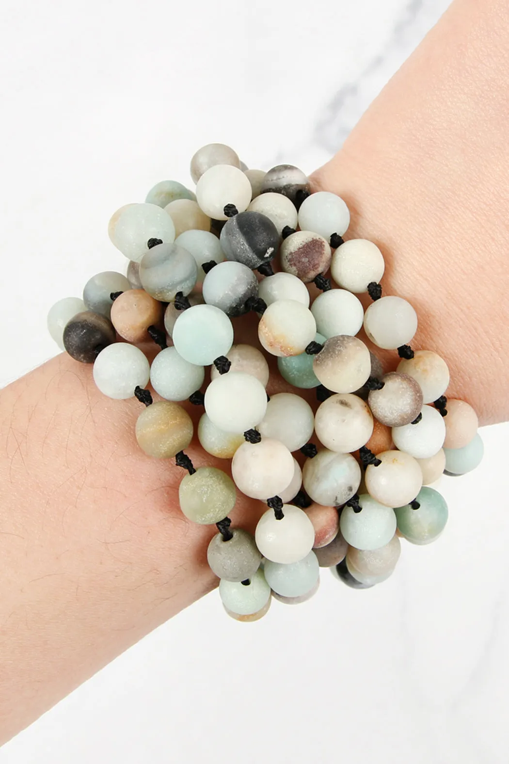 NATURAL STONE HAND KNOTTED LONG NECKLACE