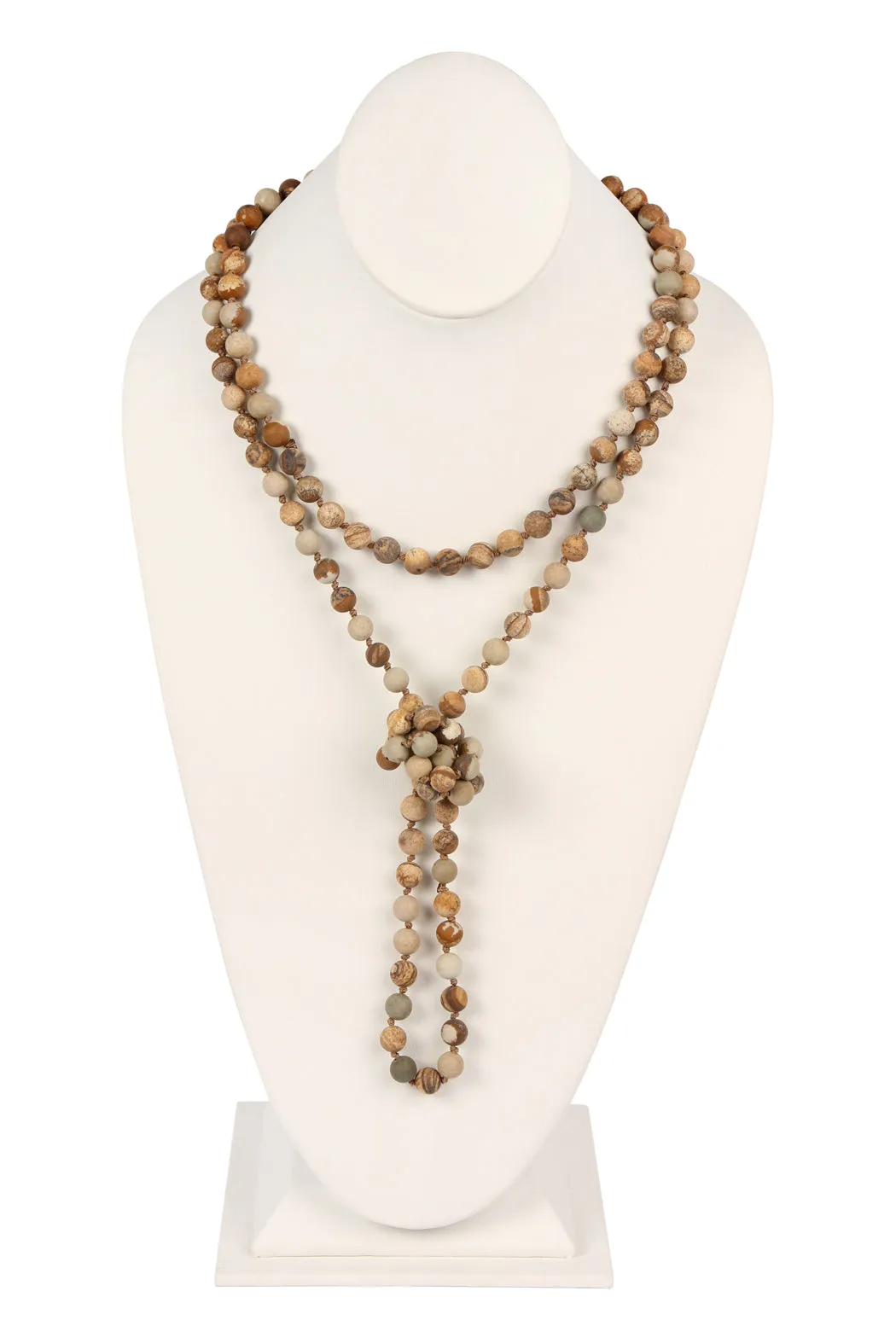 NATURAL STONE HAND KNOTTED LONG NECKLACE