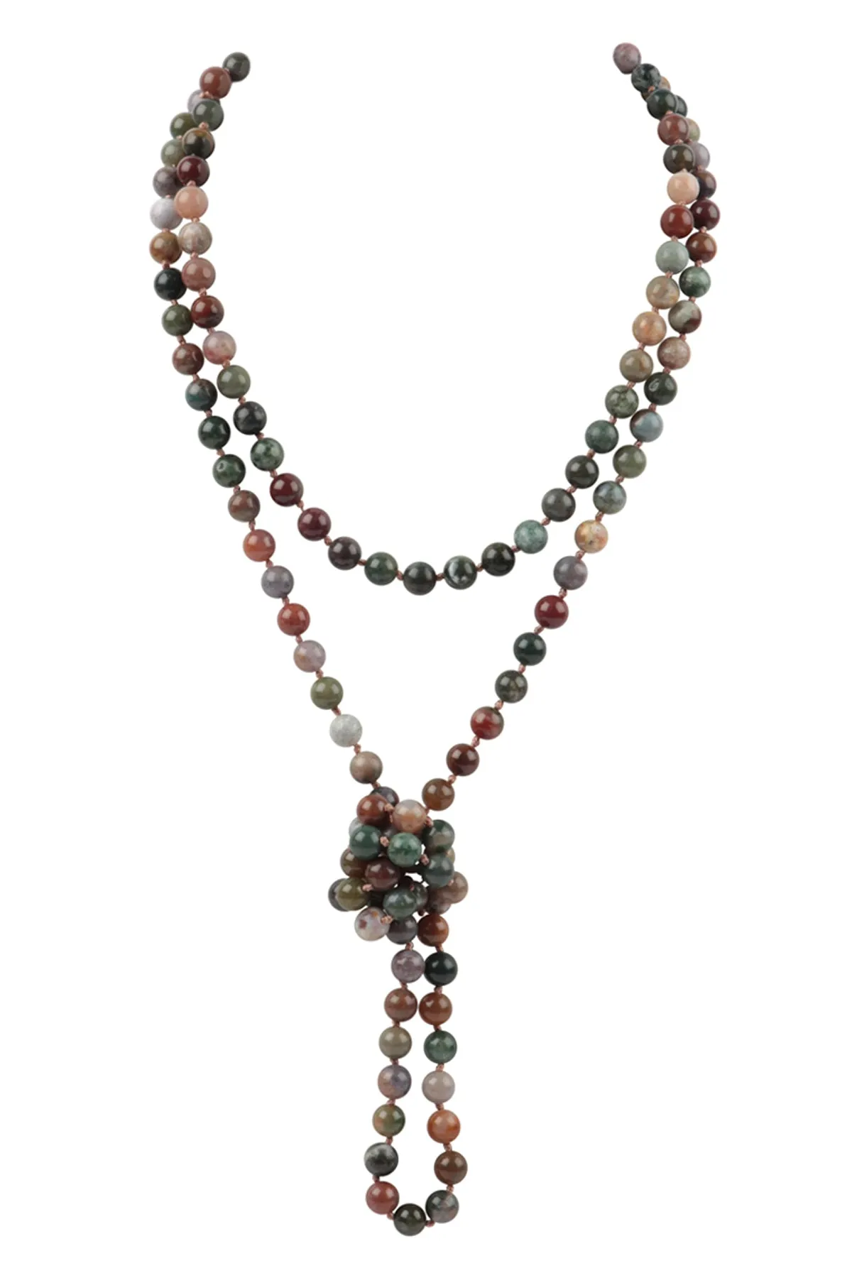 NATURAL STONE HAND KNOTTED LONG NECKLACE