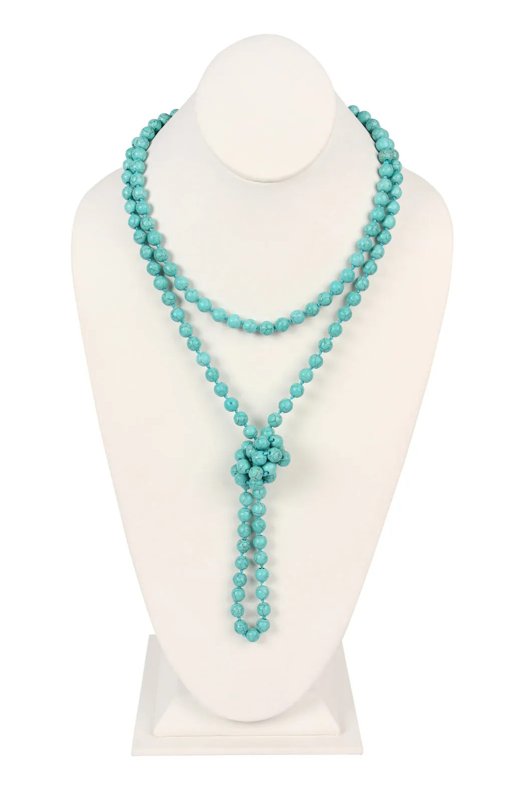 NATURAL STONE HAND KNOTTED LONG NECKLACE