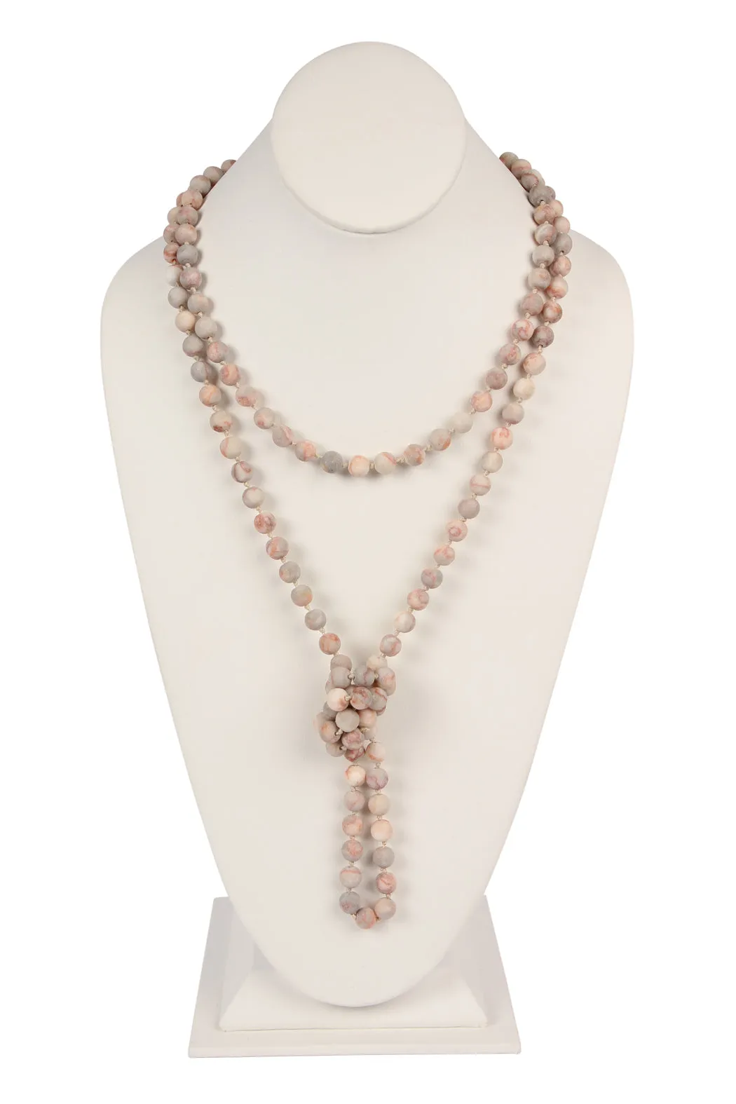 NATURAL STONE HAND KNOTTED LONG NECKLACE
