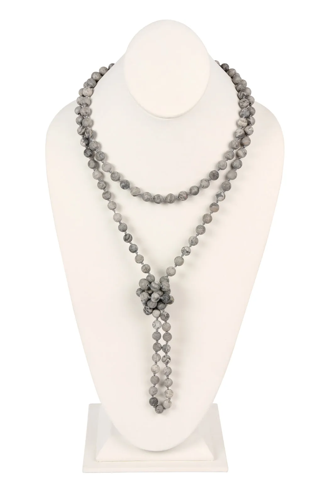 NATURAL STONE HAND KNOTTED LONG NECKLACE