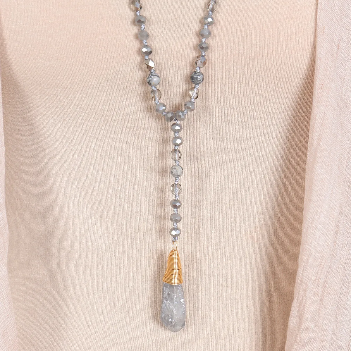 NATURAL STONE PENDANT NECKLACE