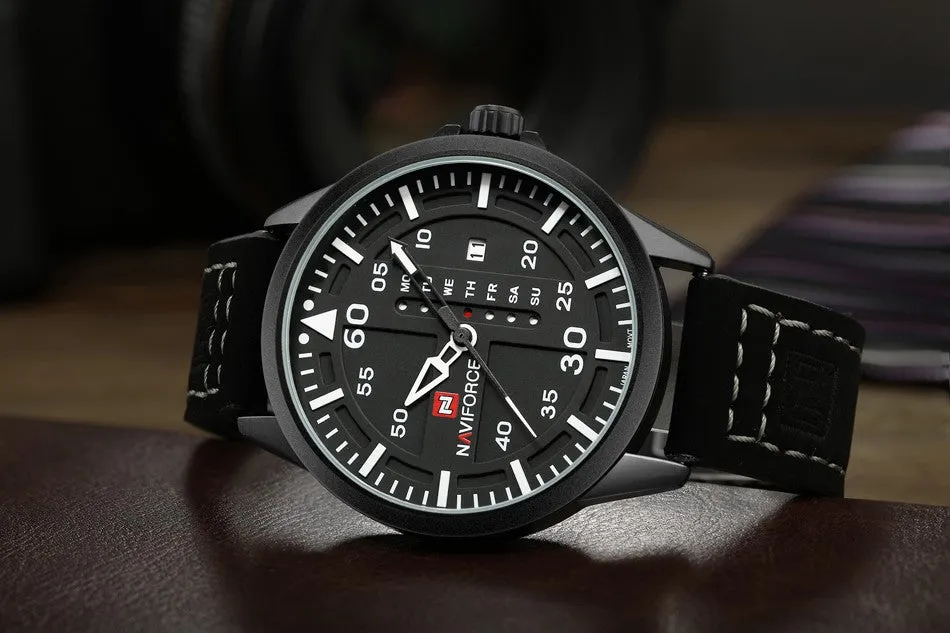 NAVIFORCE Top Brand Luxury Men's Sports Watches Men Waterproof Quartz Watch Man Leather Military Wrist watch Relogio Masculino