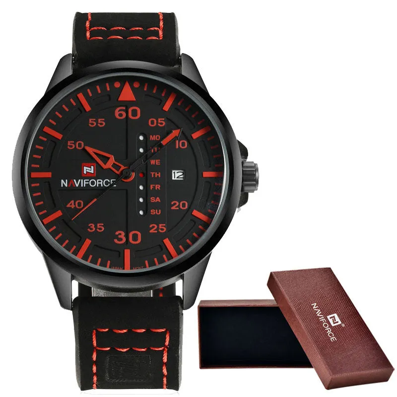 NAVIFORCE Top Brand Luxury Men's Sports Watches Men Waterproof Quartz Watch Man Leather Military Wrist watch Relogio Masculino