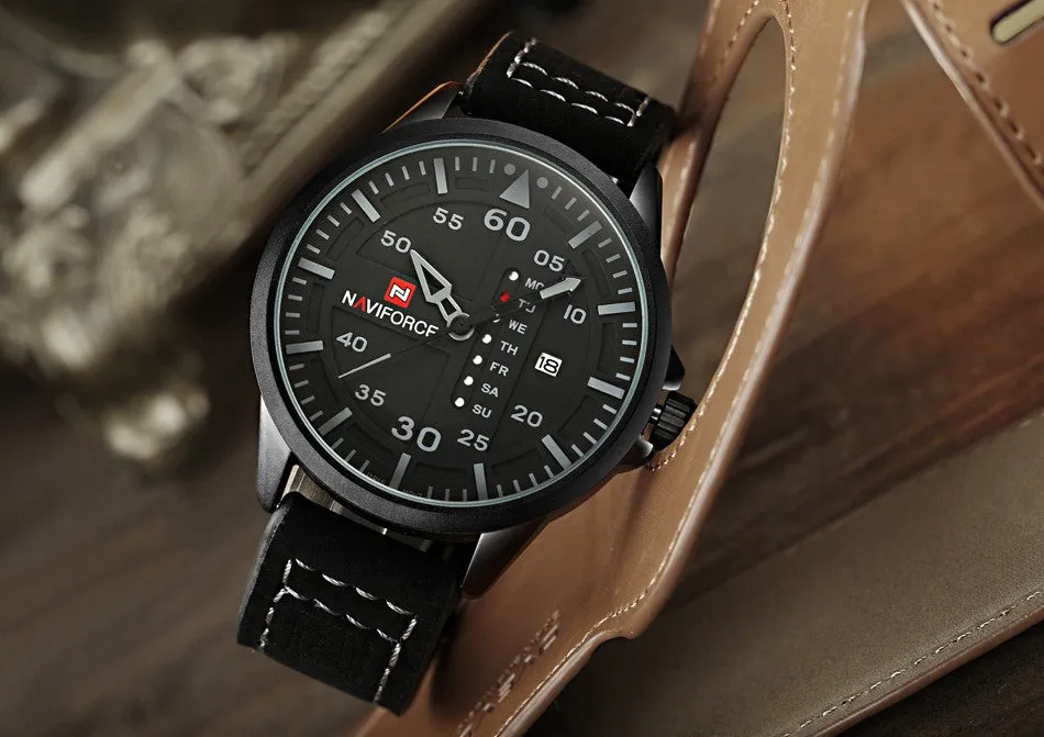 NAVIFORCE Top Brand Luxury Men's Sports Watches Men Waterproof Quartz Watch Man Leather Military Wrist watch Relogio Masculino