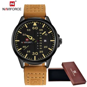 NAVIFORCE Top Brand Luxury Men's Sports Watches Men Waterproof Quartz Watch Man Leather Military Wrist watch Relogio Masculino