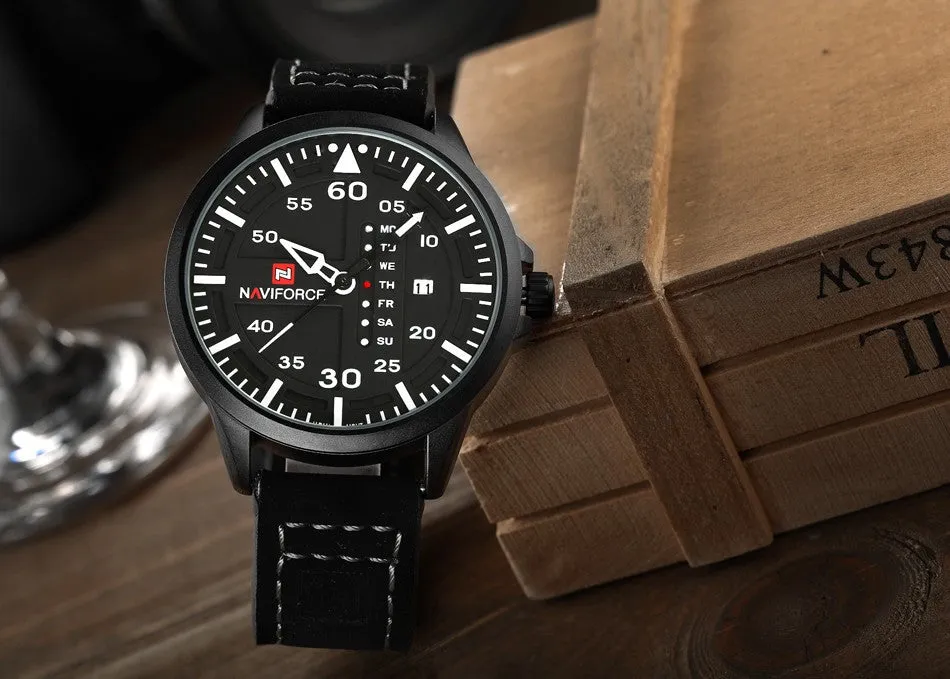 NAVIFORCE Top Brand Luxury Men's Sports Watches Men Waterproof Quartz Watch Man Leather Military Wrist watch Relogio Masculino