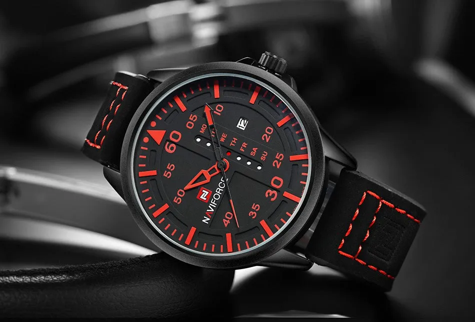 NAVIFORCE Top Brand Luxury Men's Sports Watches Men Waterproof Quartz Watch Man Leather Military Wrist watch Relogio Masculino