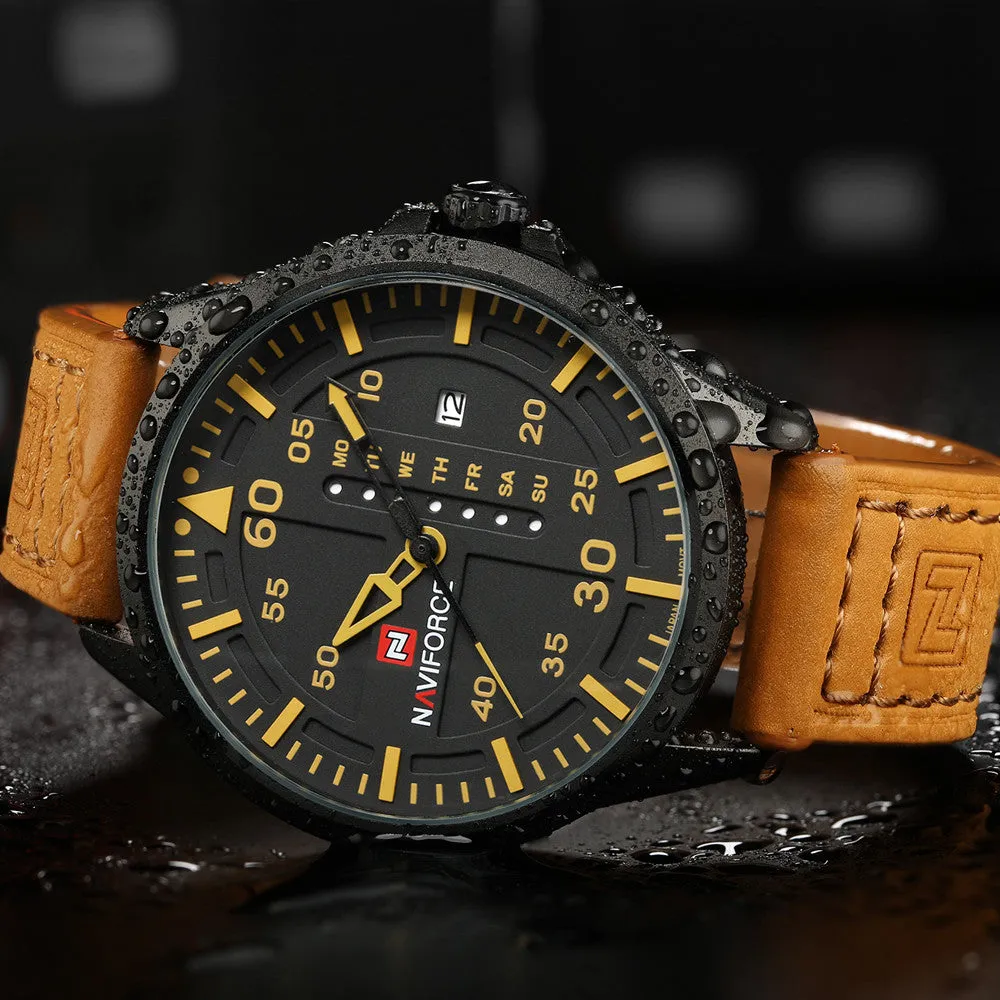 NAVIFORCE Top Brand Luxury Men's Sports Watches Men Waterproof Quartz Watch Man Leather Military Wrist watch Relogio Masculino