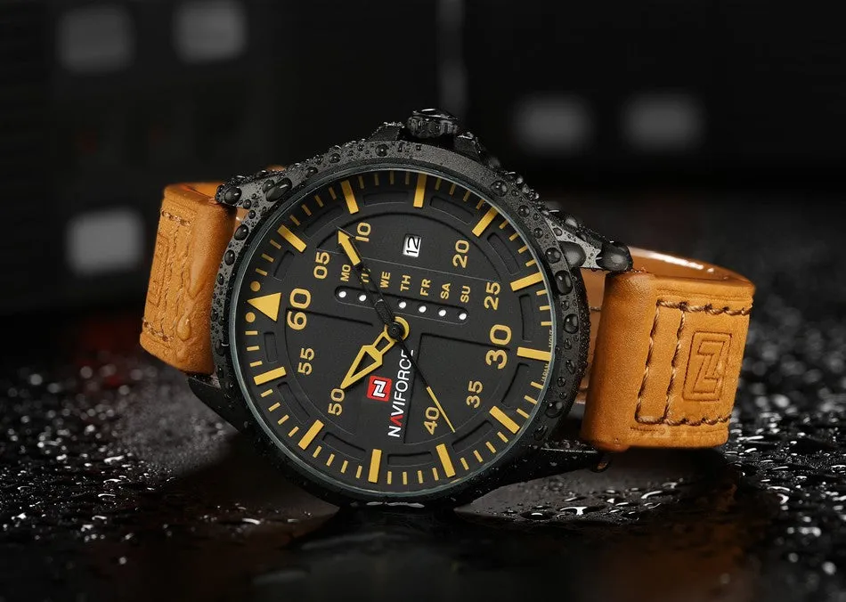 NAVIFORCE Top Brand Luxury Men's Sports Watches Men Waterproof Quartz Watch Man Leather Military Wrist watch Relogio Masculino