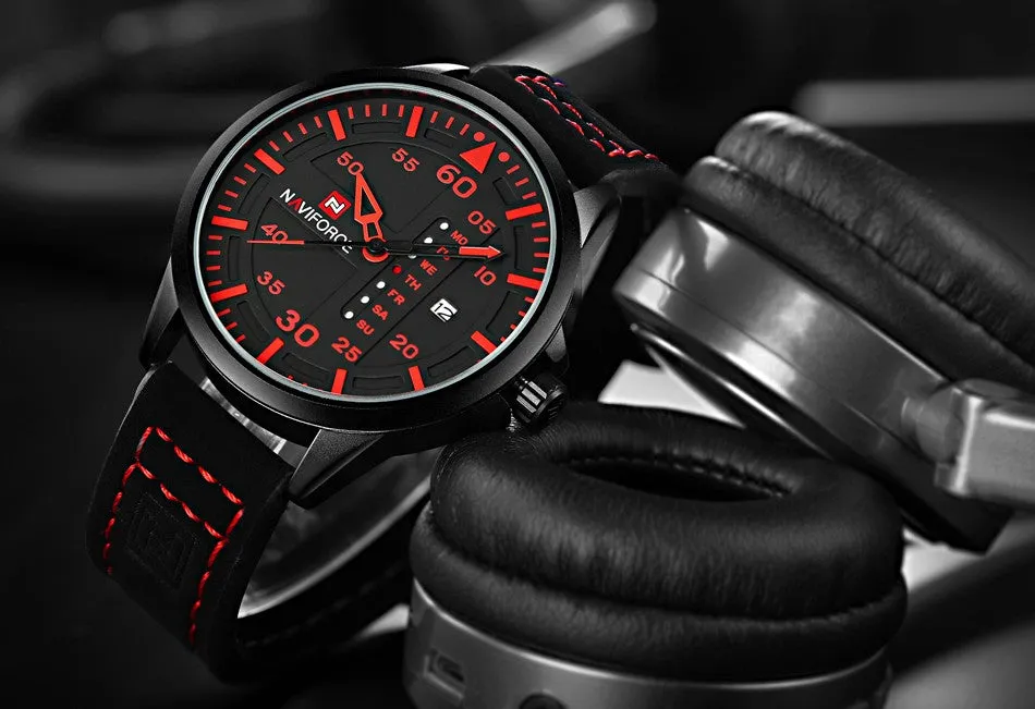 NAVIFORCE Top Brand Luxury Men's Sports Watches Men Waterproof Quartz Watch Man Leather Military Wrist watch Relogio Masculino