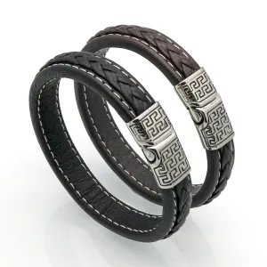 New Brand Vintage Men Bracelets & Bangles Punk Handmade 12mm Wide Cuff Leather Bracelet Woven Wristband Bangles For Men Jewelry