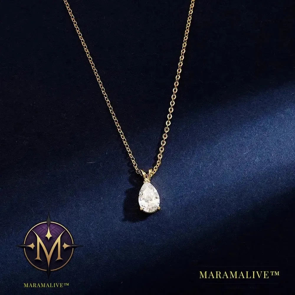 New Waterproof Color Retention Drop Pendant with Pearl Tail Women's Necklace Simple and Elegant Wedding Jewelry