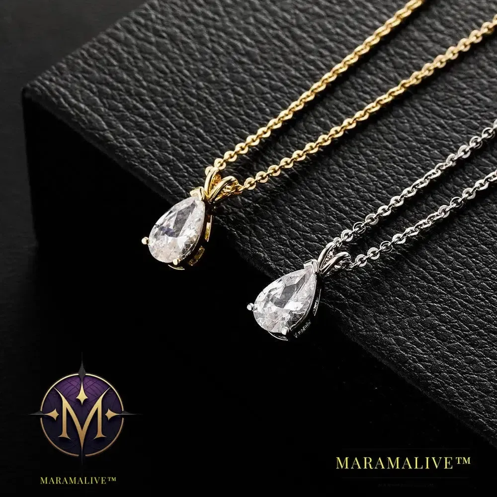 New Waterproof Color Retention Drop Pendant with Pearl Tail Women's Necklace Simple and Elegant Wedding Jewelry